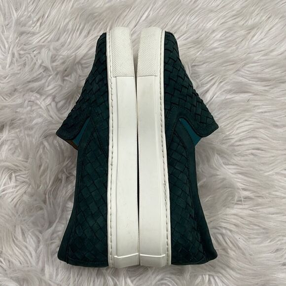 M Gemi Cercio Green Leather Basket Weave Slip On Sneaker Sz 37 1/2 - Picture 5 of 16